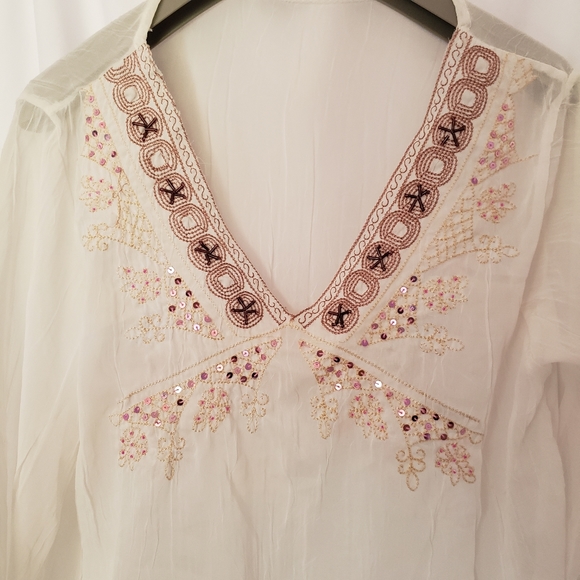 2/$25 Vintage Sequined Blouse/Coverup Top - Picture 2 of 7